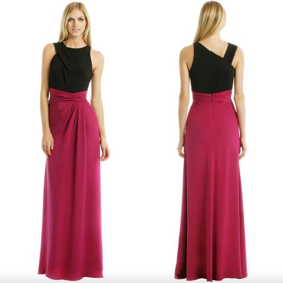 David Meister Women's Barcelona Berry Gown Size 4 Pink Black Full Length Dress - Picture 1 of 9